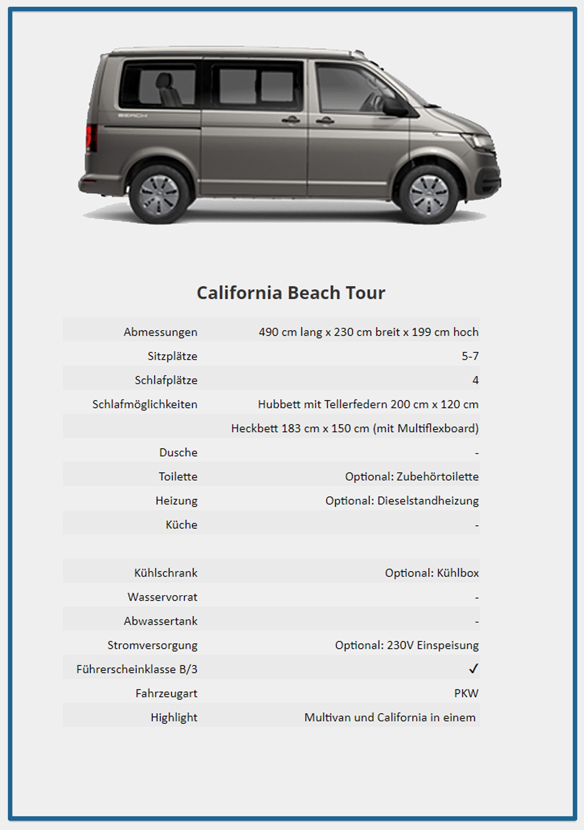 california beach tour konfigurieren